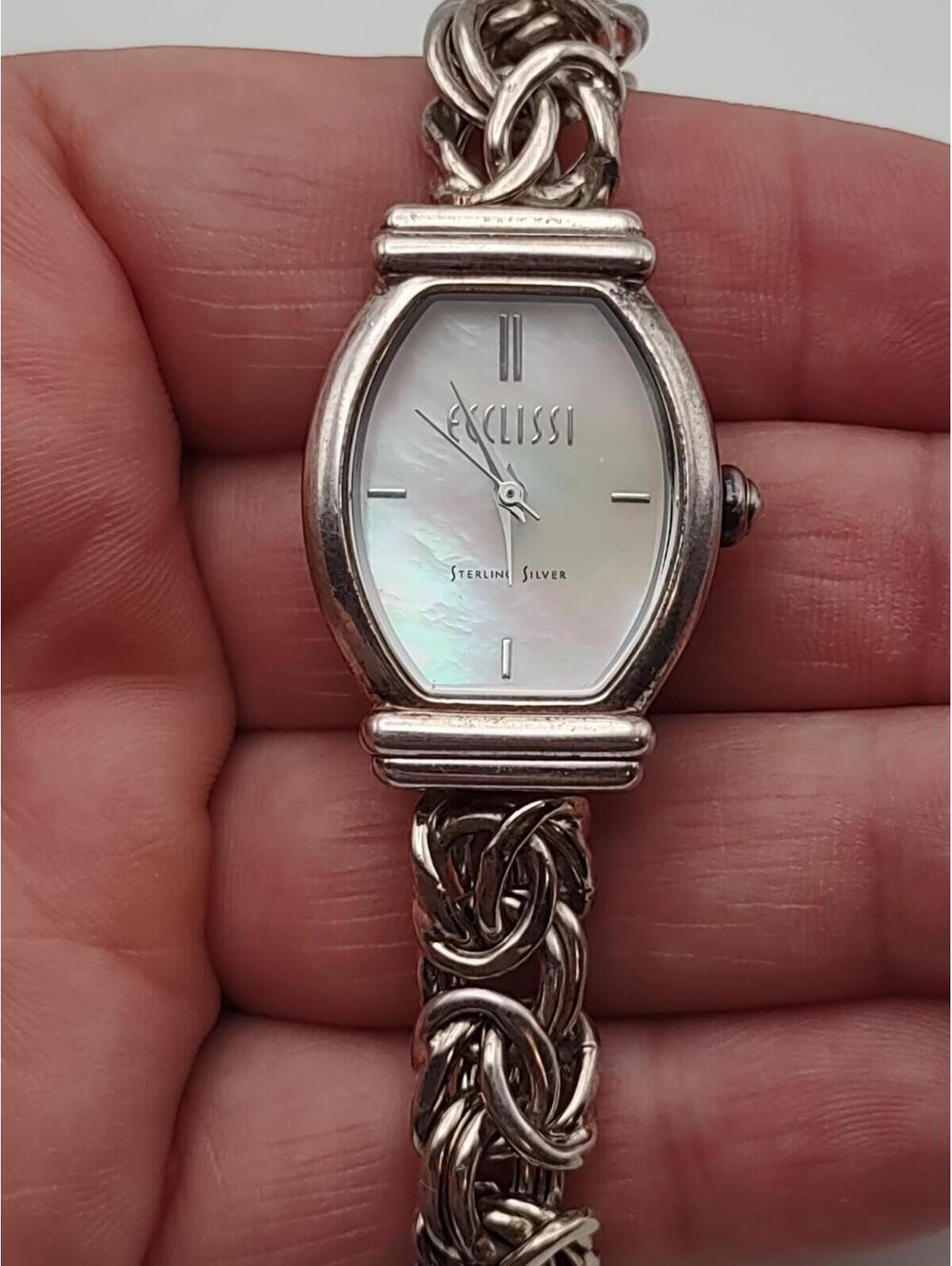 Ecclissi 32845 Sterling Silver MOP Byzantine Link Watch 925